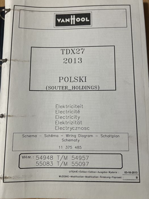 Schematy elektryczne do Vanhool Astromega TDX27