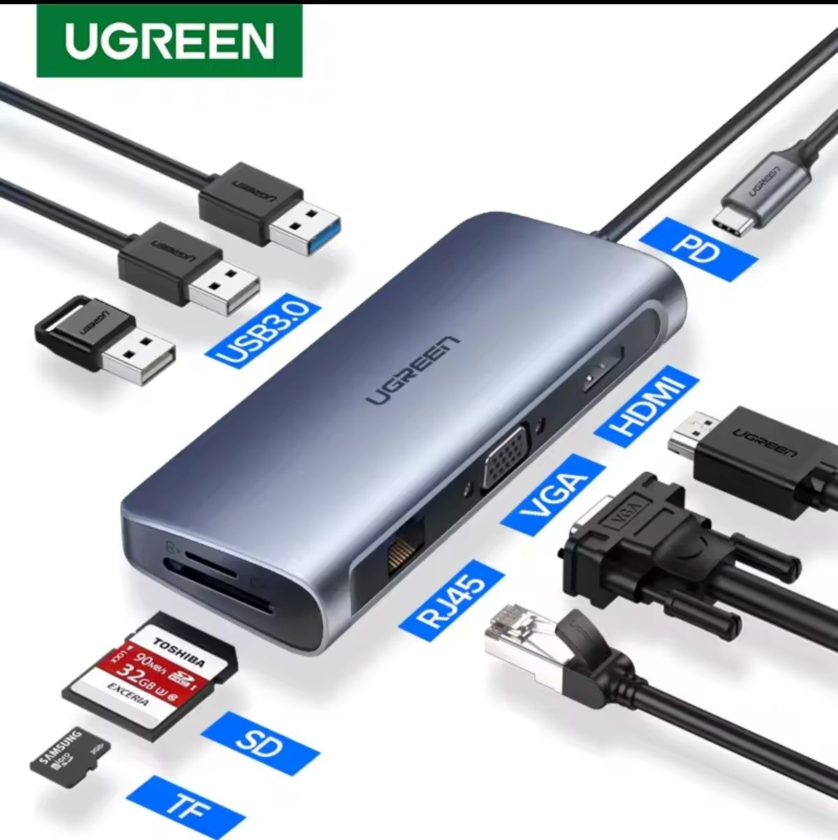 UGREEN Usb C Концентратор 9-В-1 Usb Тип C До 4K Многопортовый Адаптер