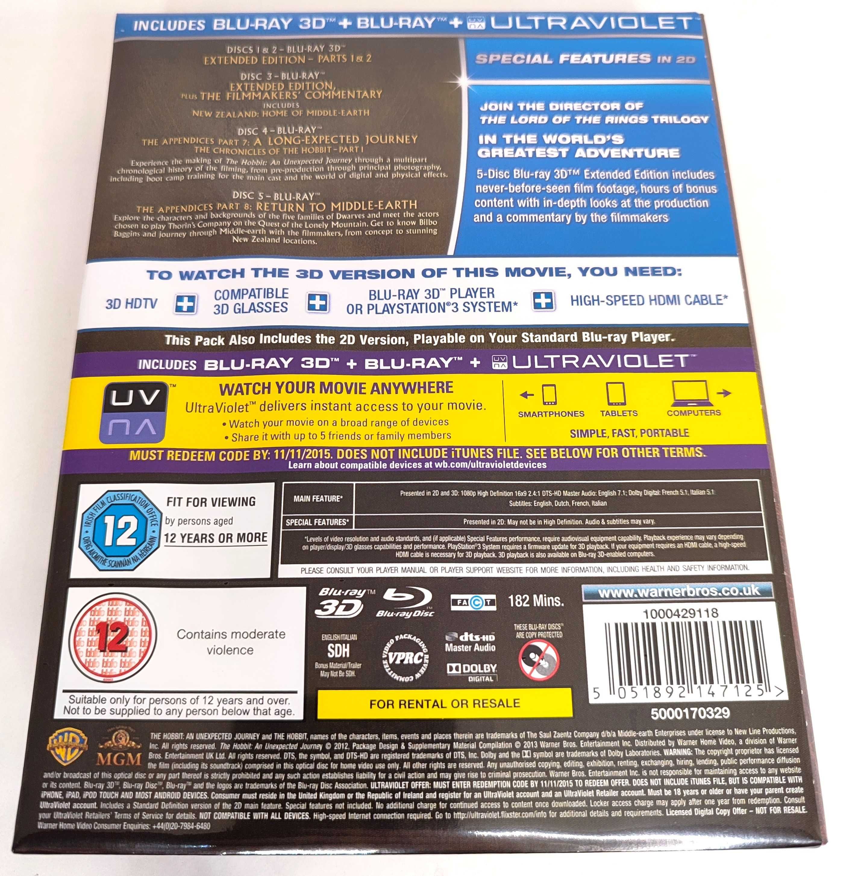 Hobbit: Niezwykła podróż Wersja Rozszerzona Blu-ray 3D