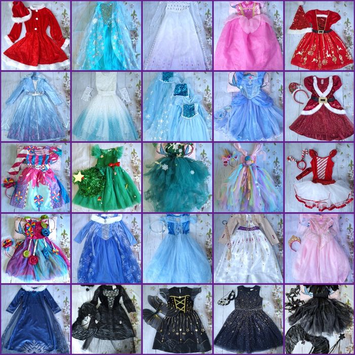 Новогодние карнавальные костюмы платья для девочек 2-13 лет