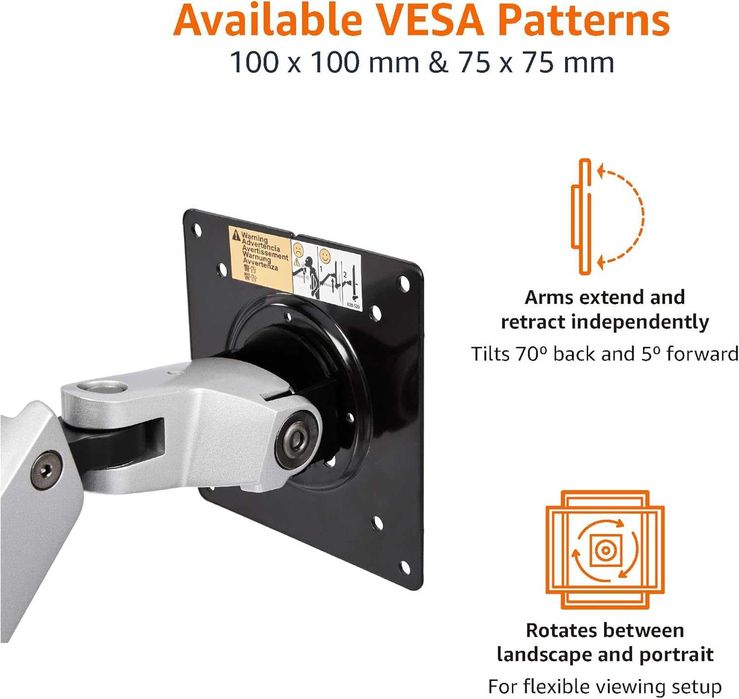 Amazon Basics Premium Dual Monitor Stand, Height-Adjustable Arm64168937179907122
