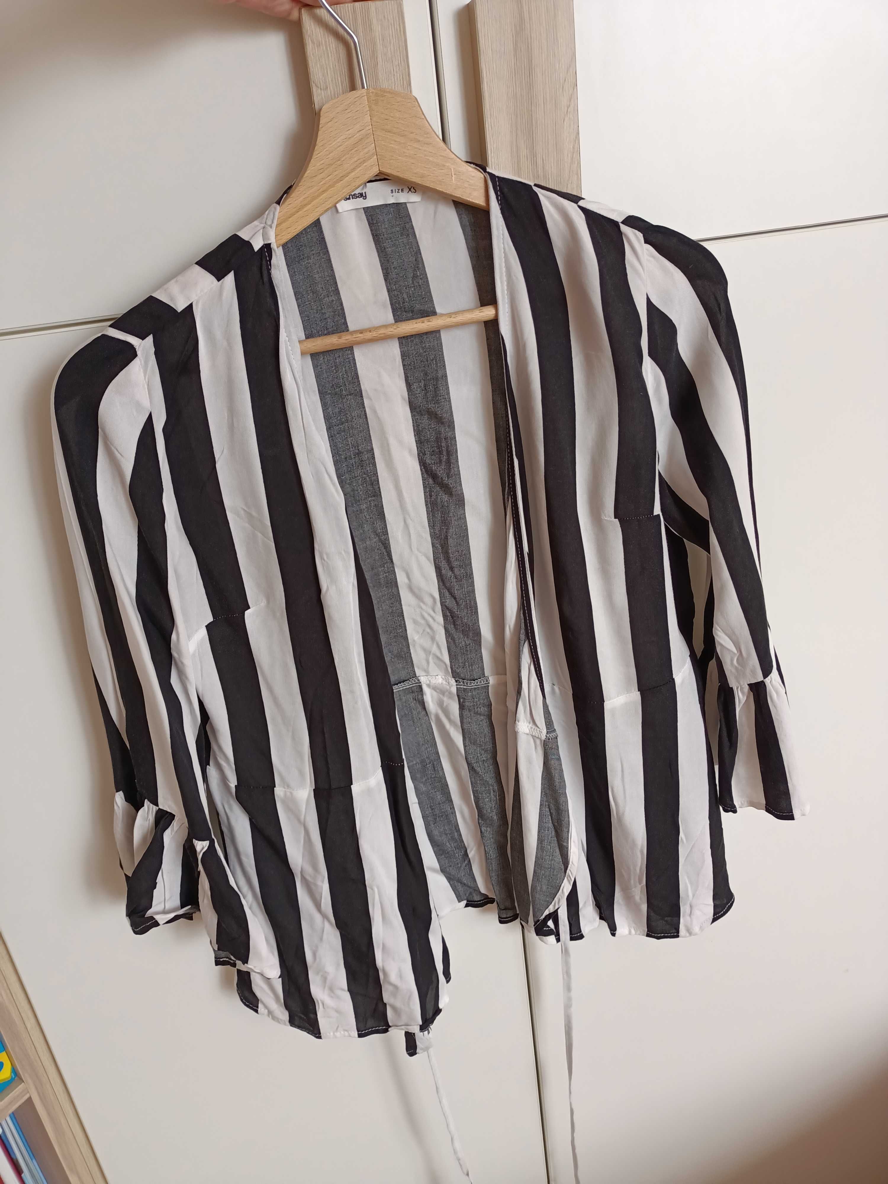 Koszula w paski wiązana boho Sinsay XS 34
