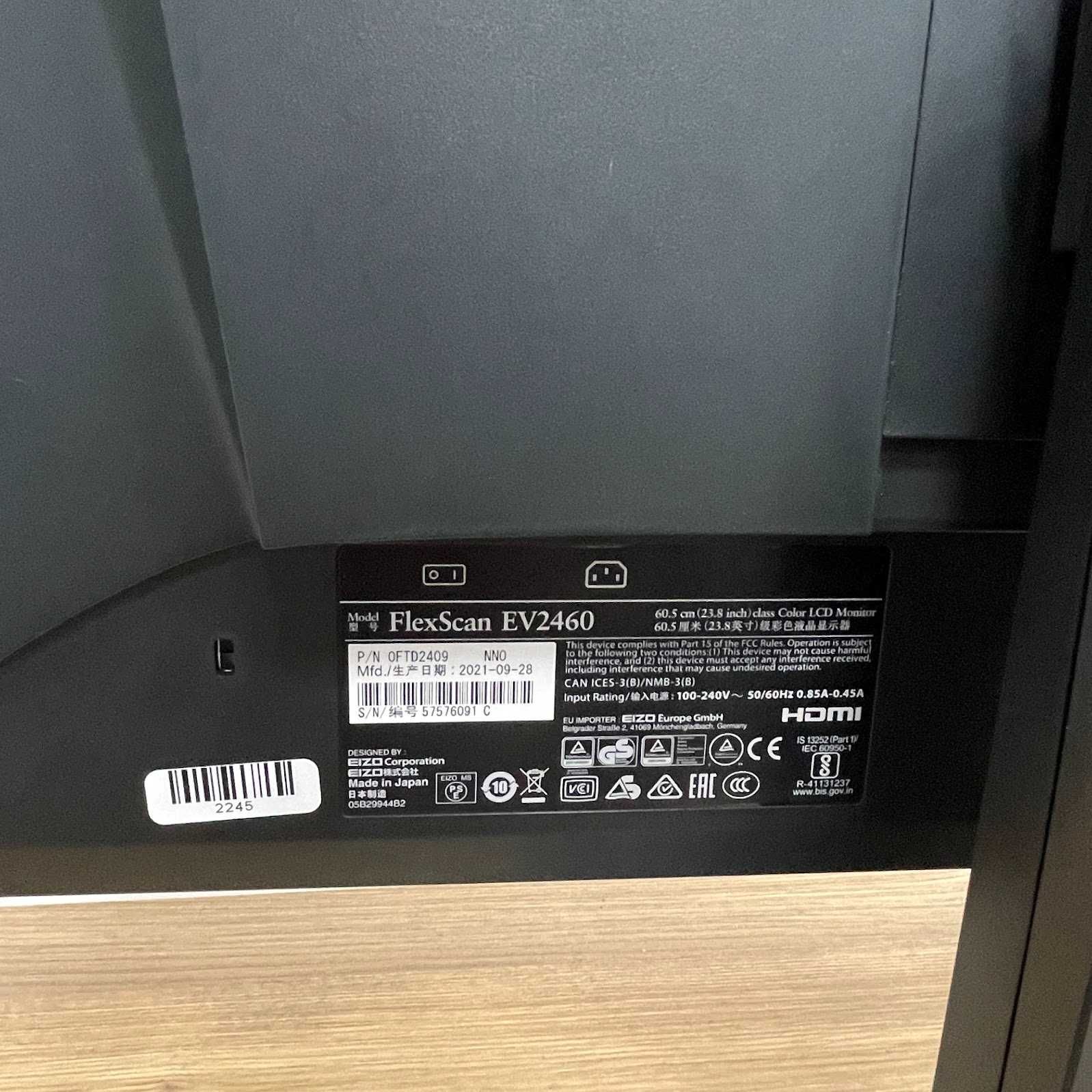 Monitor EIZO FlexScan EV2460 24" IPS Klasa A