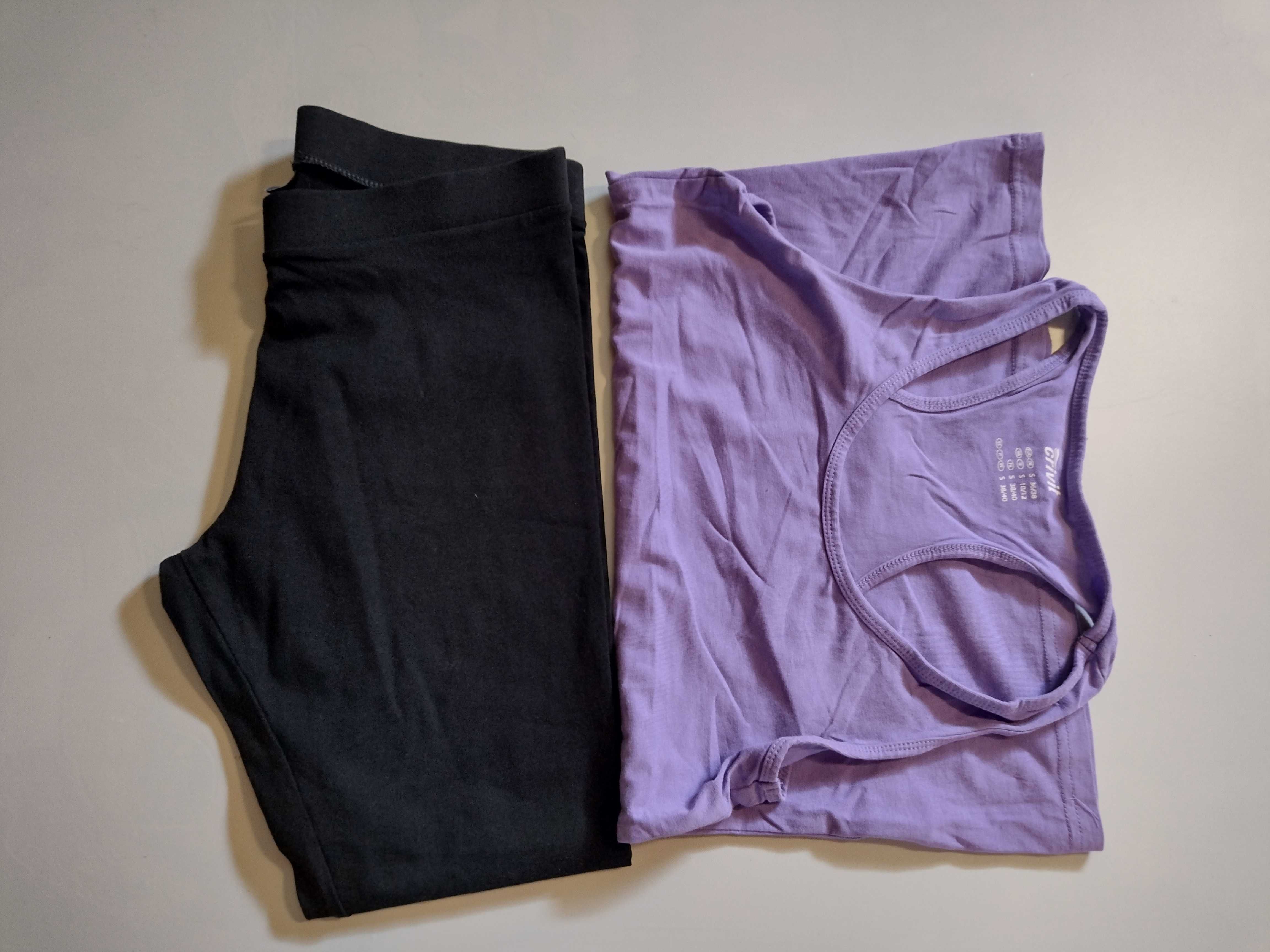 leginsy czarne + koszulka Crivit 36/38