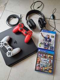 PlayStation 4 Slim com 2 comandos