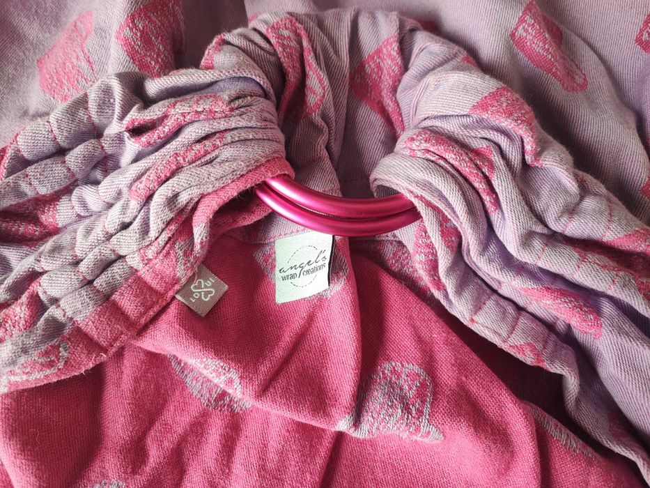 Chusta kółkowa loui slings serduszka heart różowo fioletowa bawełna