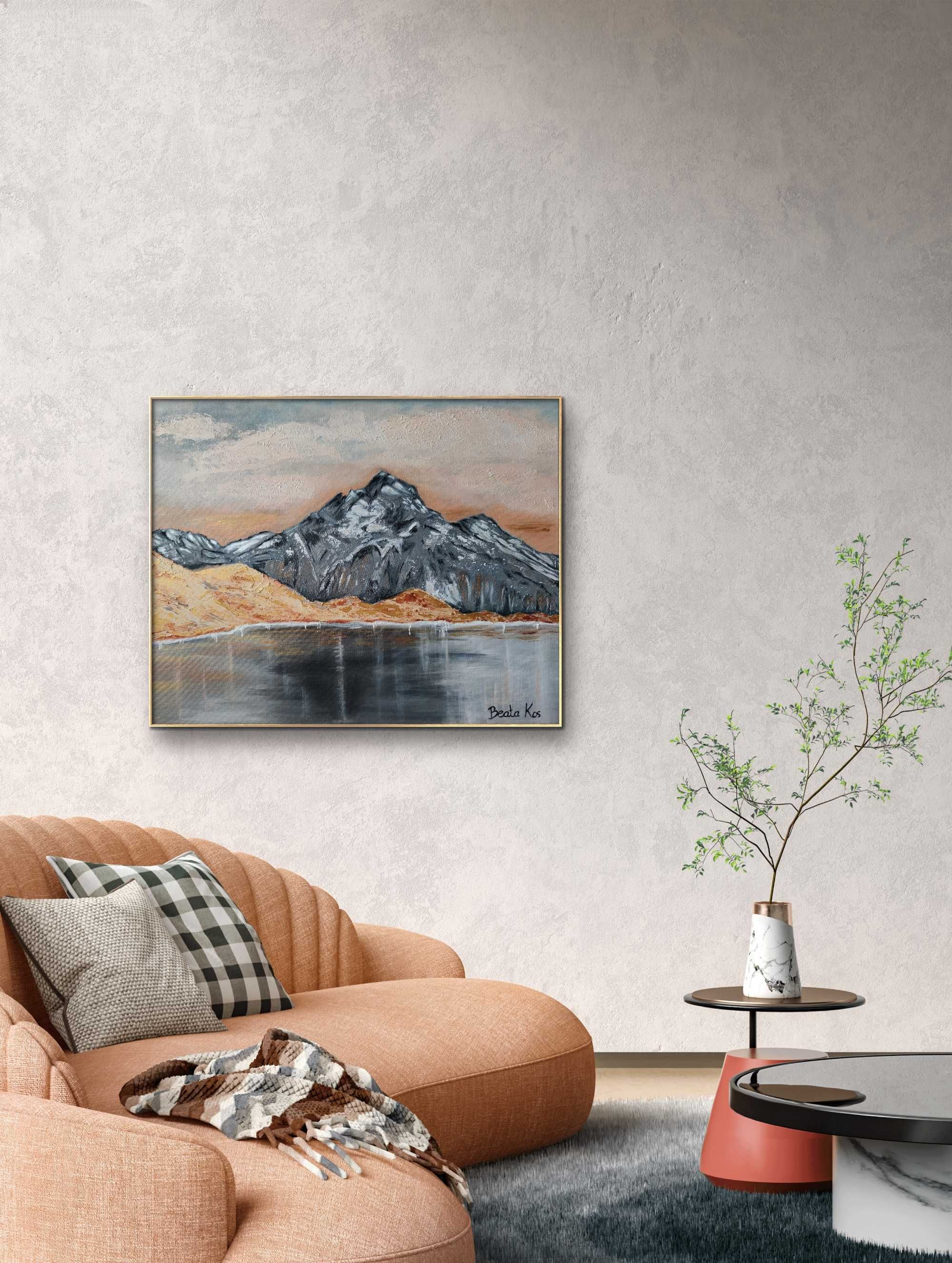Obraz ręcznie malowany 40x50 cm "Góry o zachodzie słońca"