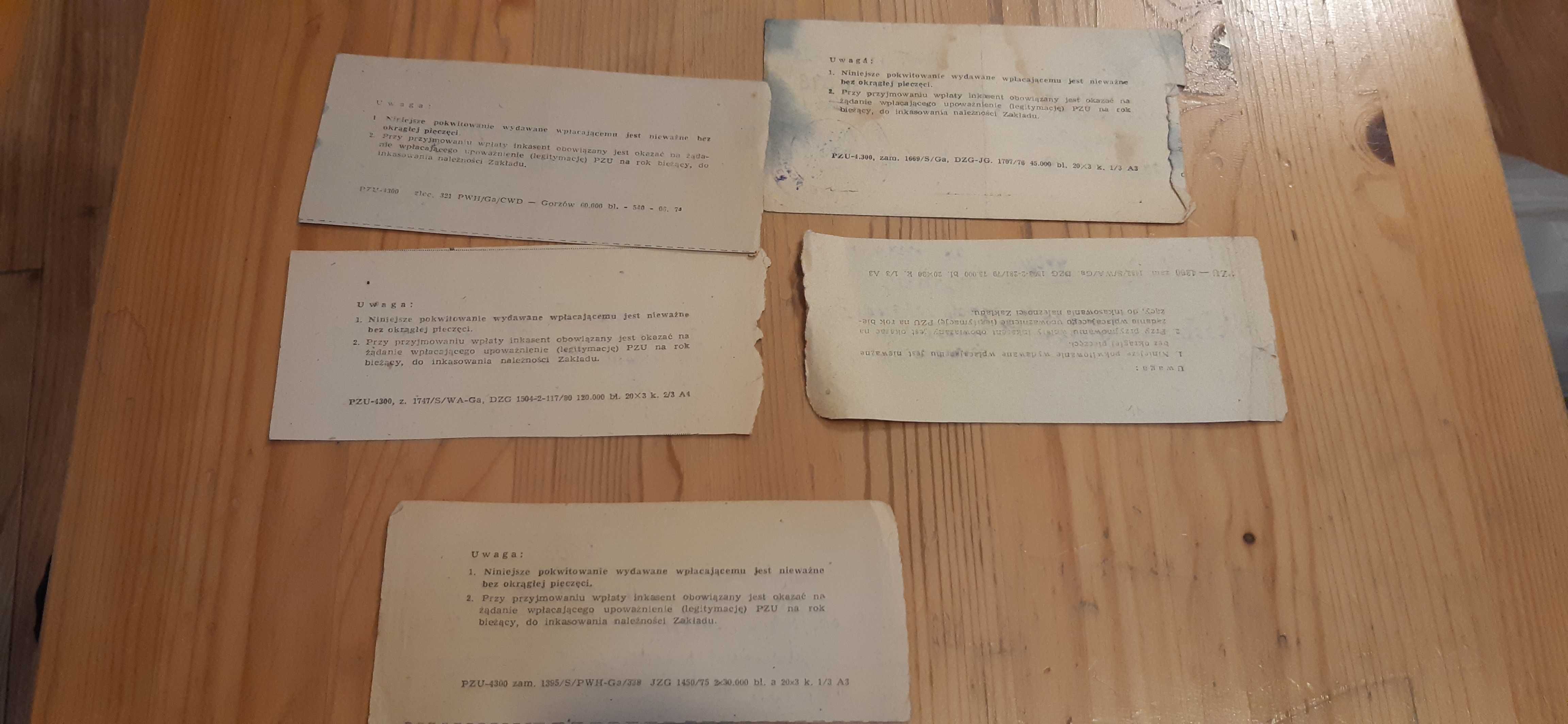 stare dokumenty prl , pzkp i pzu, dowody wpłaty i salda
