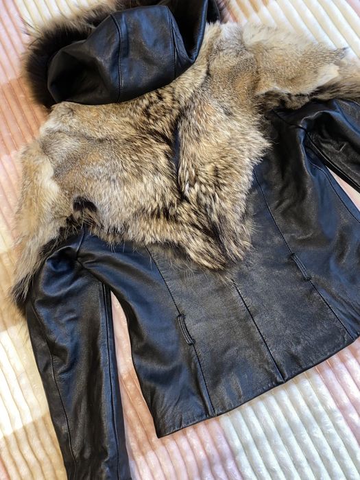 Куртка кожа , мех - волк ( 46 р, L)