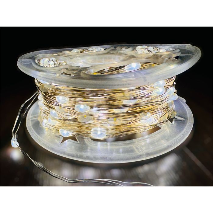 Гірлянда Капля роси 50м, 100м, 200 м від мережі срібний дріт (преміум)