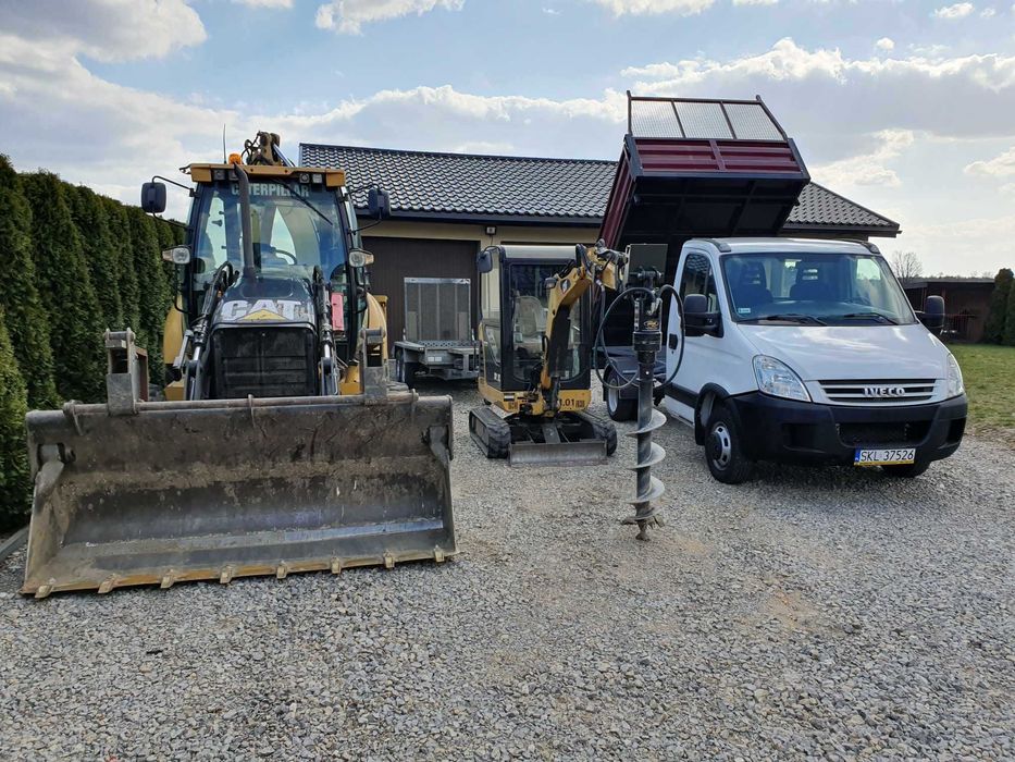 Usługi Koparko-ładowarką Minikoparką Wywrotka 3.5t Wiertnica Wynajem