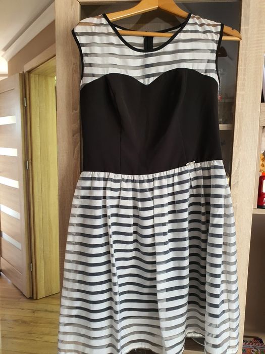 Sukienka damska letnia biało czarna M