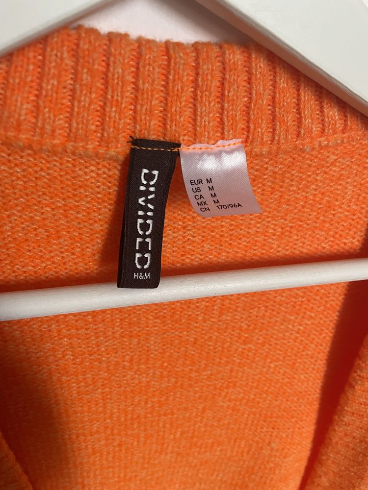 Sweter kardigan krótki pomarańczowy neonowy M