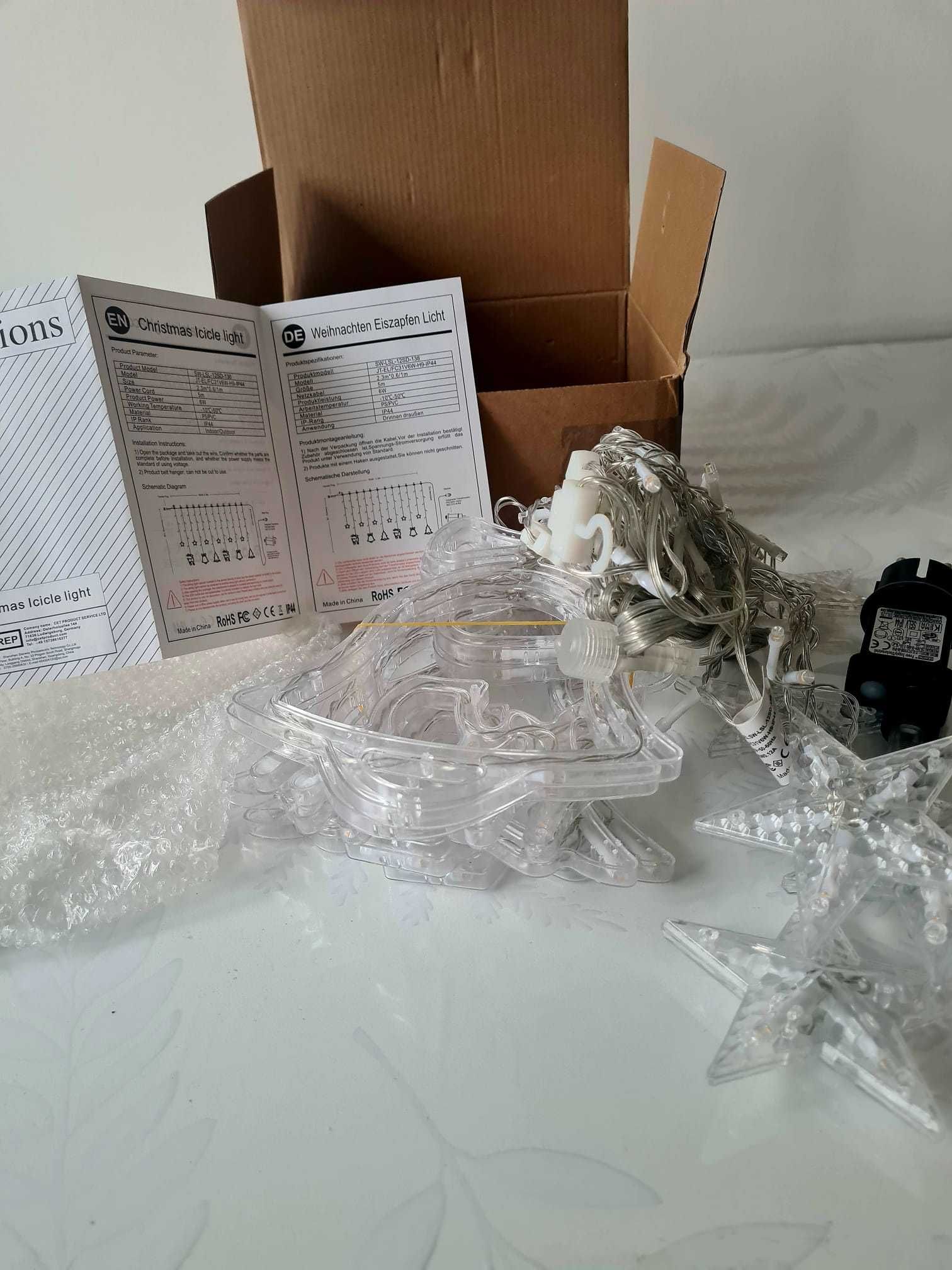 Kurtyn świetlna 138 LED, oświetlenie świąteczne, wodoodporna, Aj8