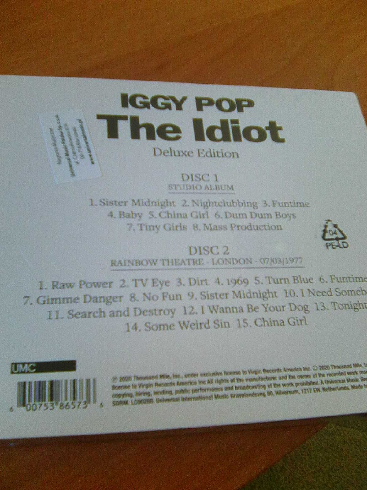 Iggy Pop The Idiot  Deluxe Edition  /folia /