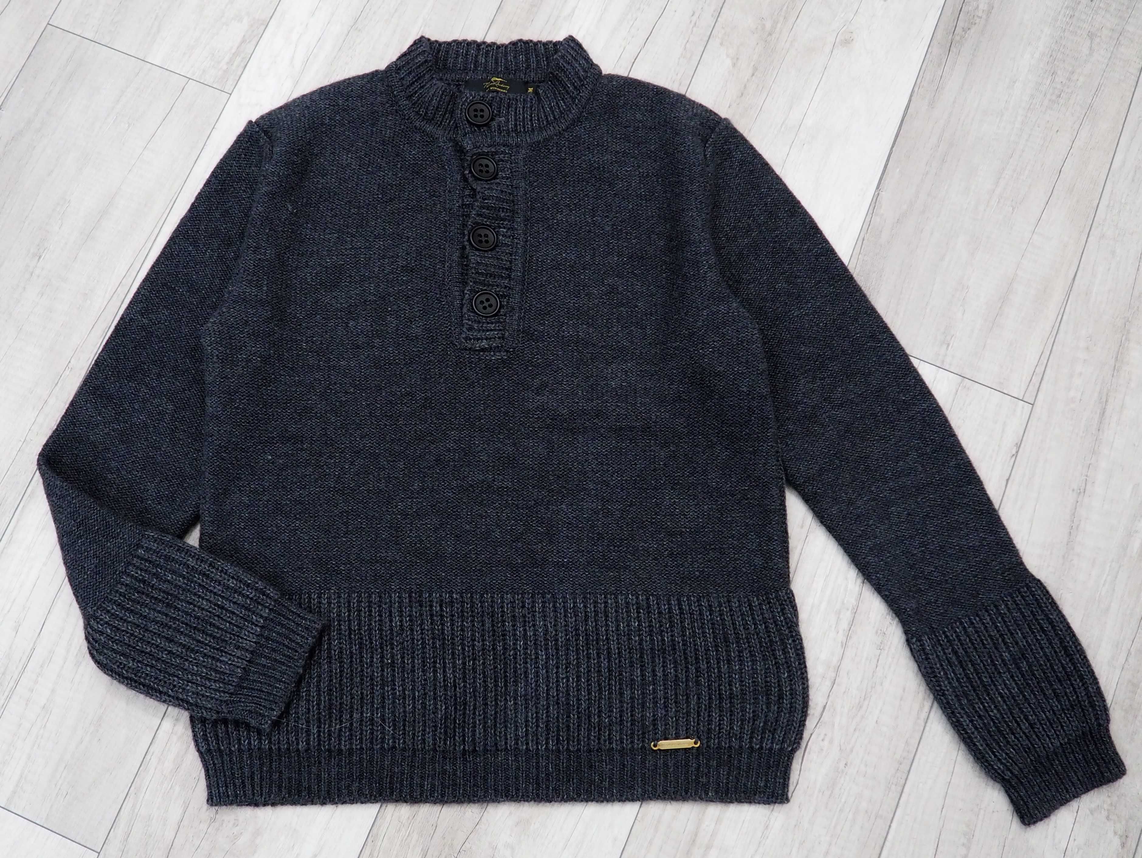 THOMAS BURBERRY_sweter melanż_alpaka_merino_rozmiar M