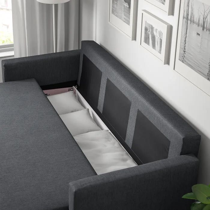 IKEA FRIHETEN 3-osobowa rozkładana sofa, Hilly ciemnoszary