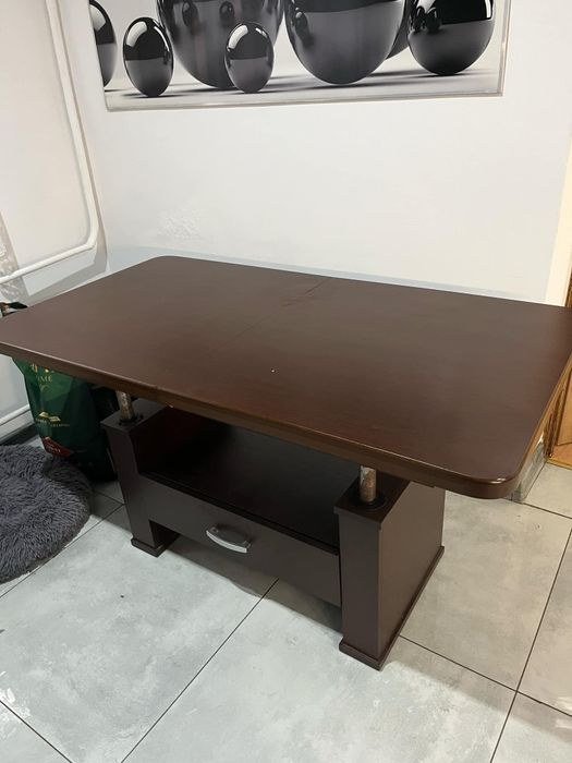 Stół stolik ława brązowa rozsuwana z szafką