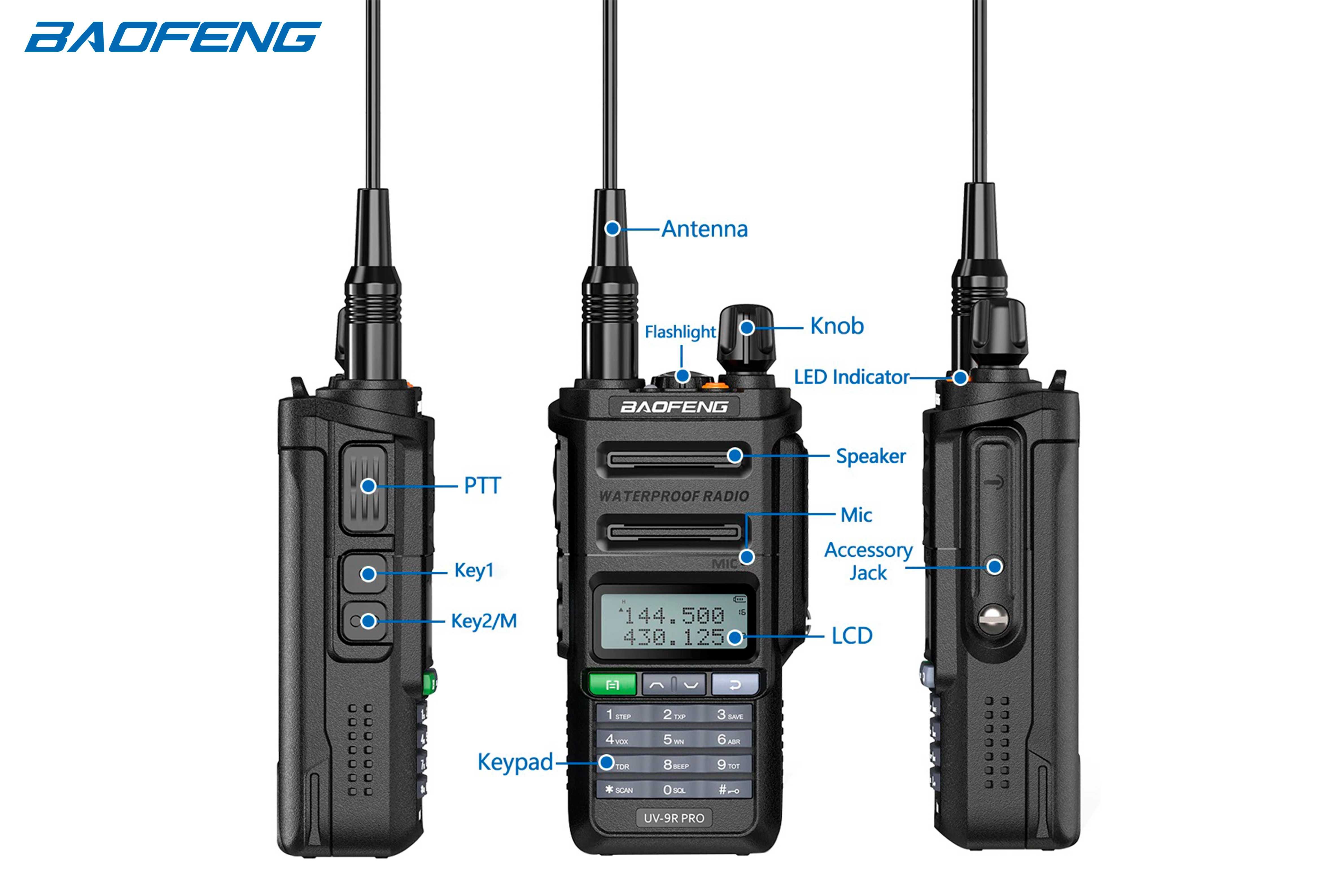 Rádio Portátil Baofeng UV-9R Pro VHF UHF Waterproof IP68