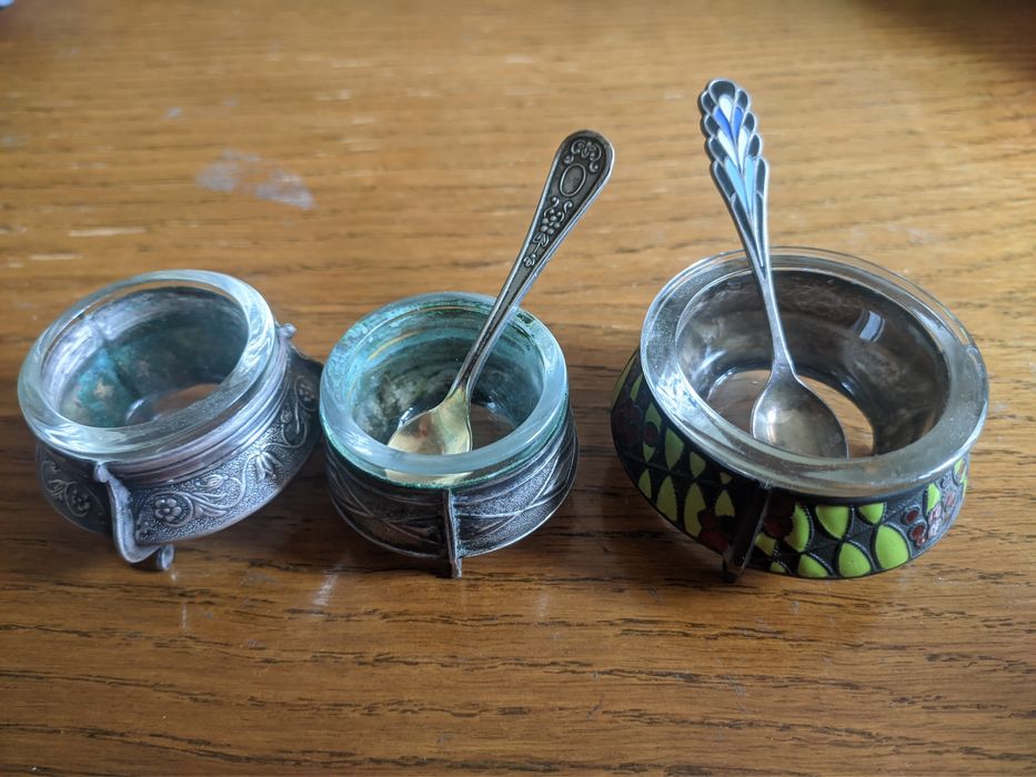 Солонка-горчичница мельхиор