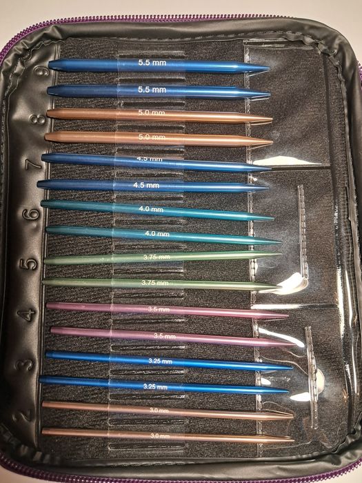 Zestaw drutów dziewiarskich metalowych jak knitpro wymienne żyłki knit