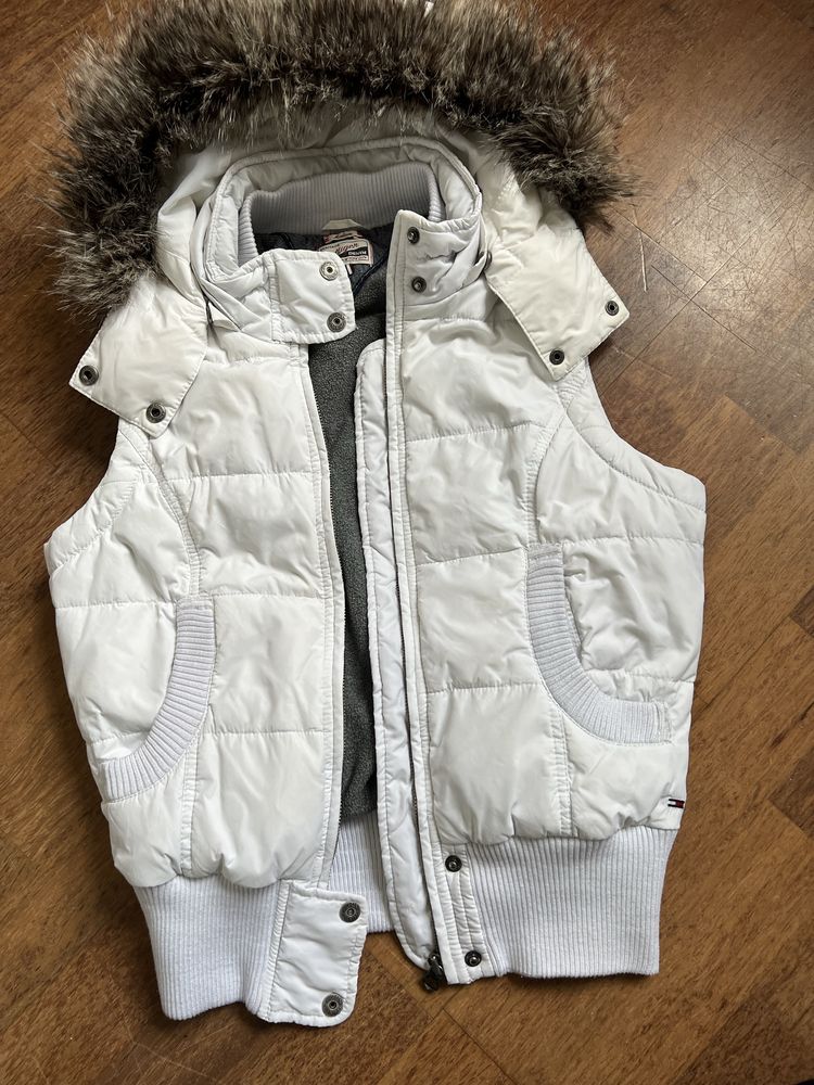 Bezrękawnik puchowy damski S Tommy Hilfiger kamizelka biały