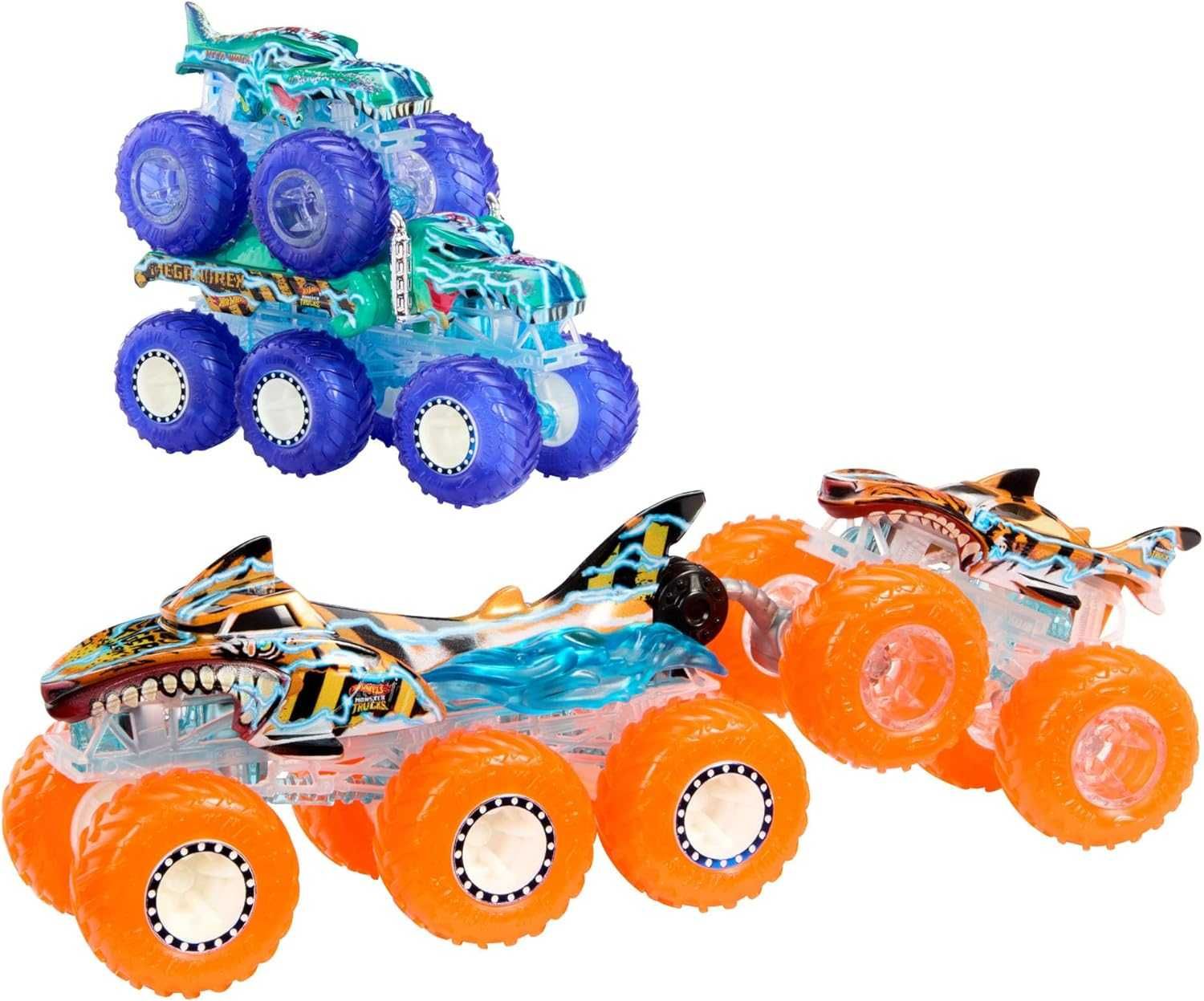 Набір Hot Wheels Monster Trucks Tiger Shark Big Rigs супер тягач акула