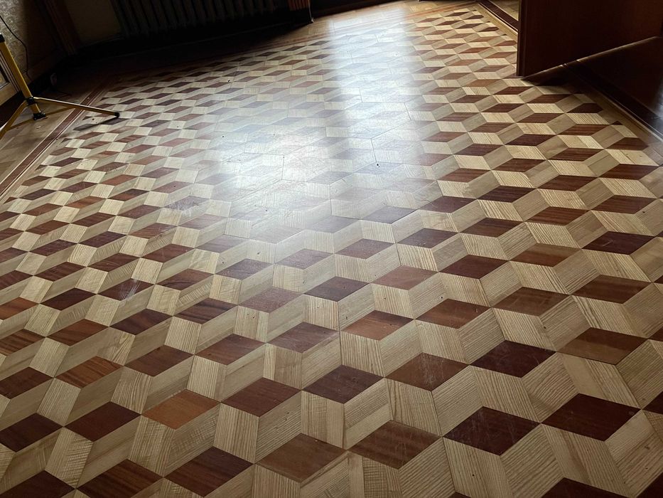przepiękny parkiet do demontażu kostka 3d iluzja sześcianu unikatowy