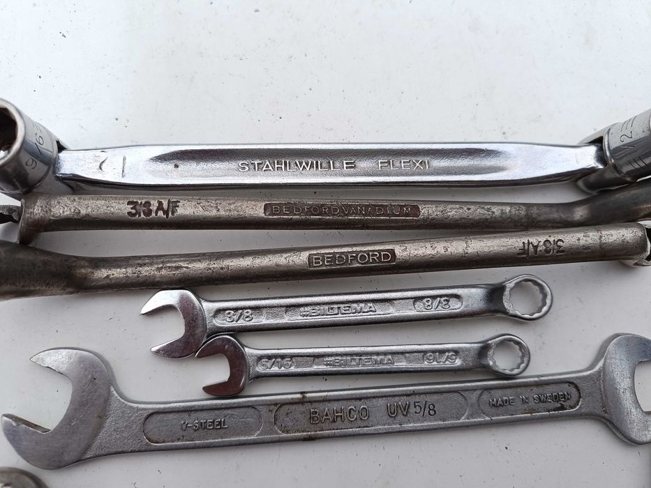 Klucze calowe 7 sztuk Stahlwille, Bahco, Matador, Biltema, Bedford