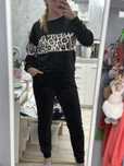 Dres damski welurowy czarny panterka S/M
