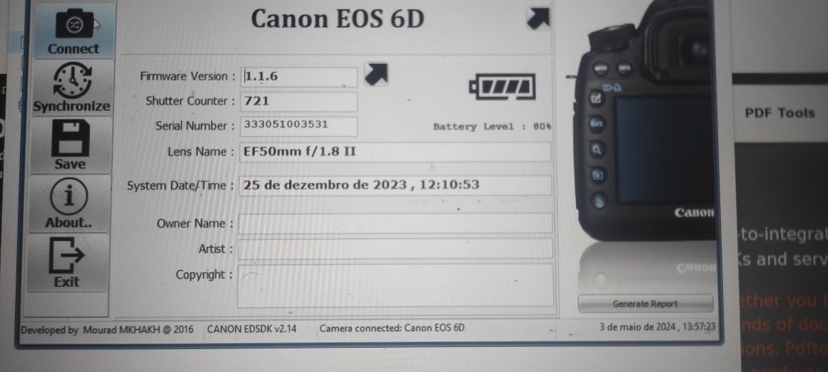 Canon EOS 6D FULL FRAME + Lente 50mm 1.8