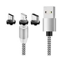 Kabel magnetyczny 3w1 micro typ-c usb do iphone 1m srebrny