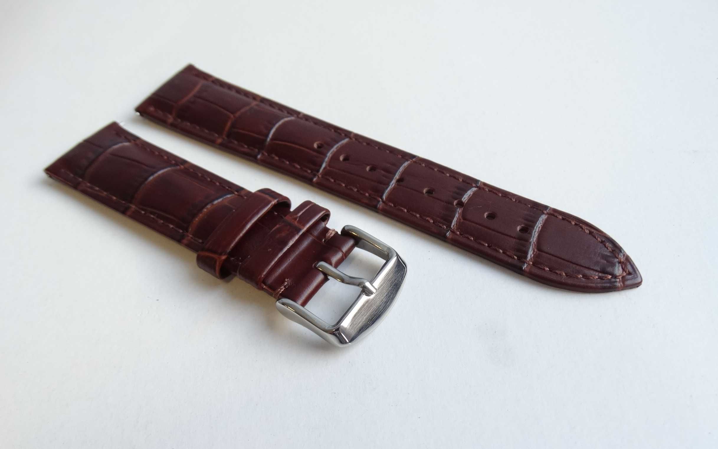 Czarny brązowy pasek skórzany do zegarka 20mm klamra ze stali 316L