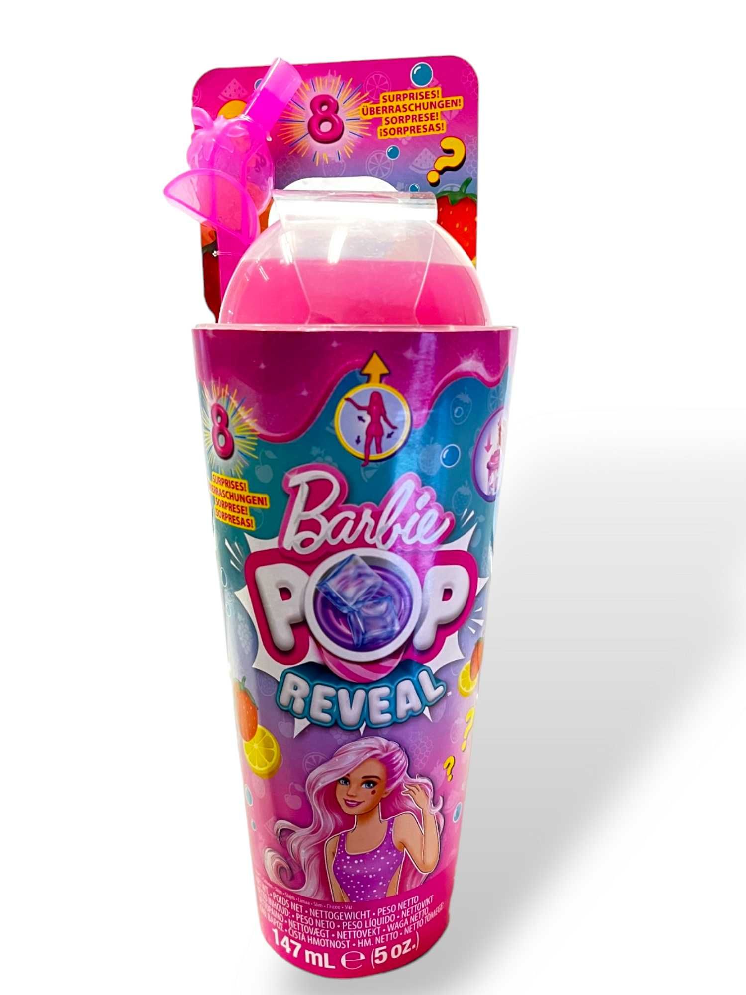 Barbie Pop Reveal Truskawkowa lemoniada, lalka seria owocowy sok