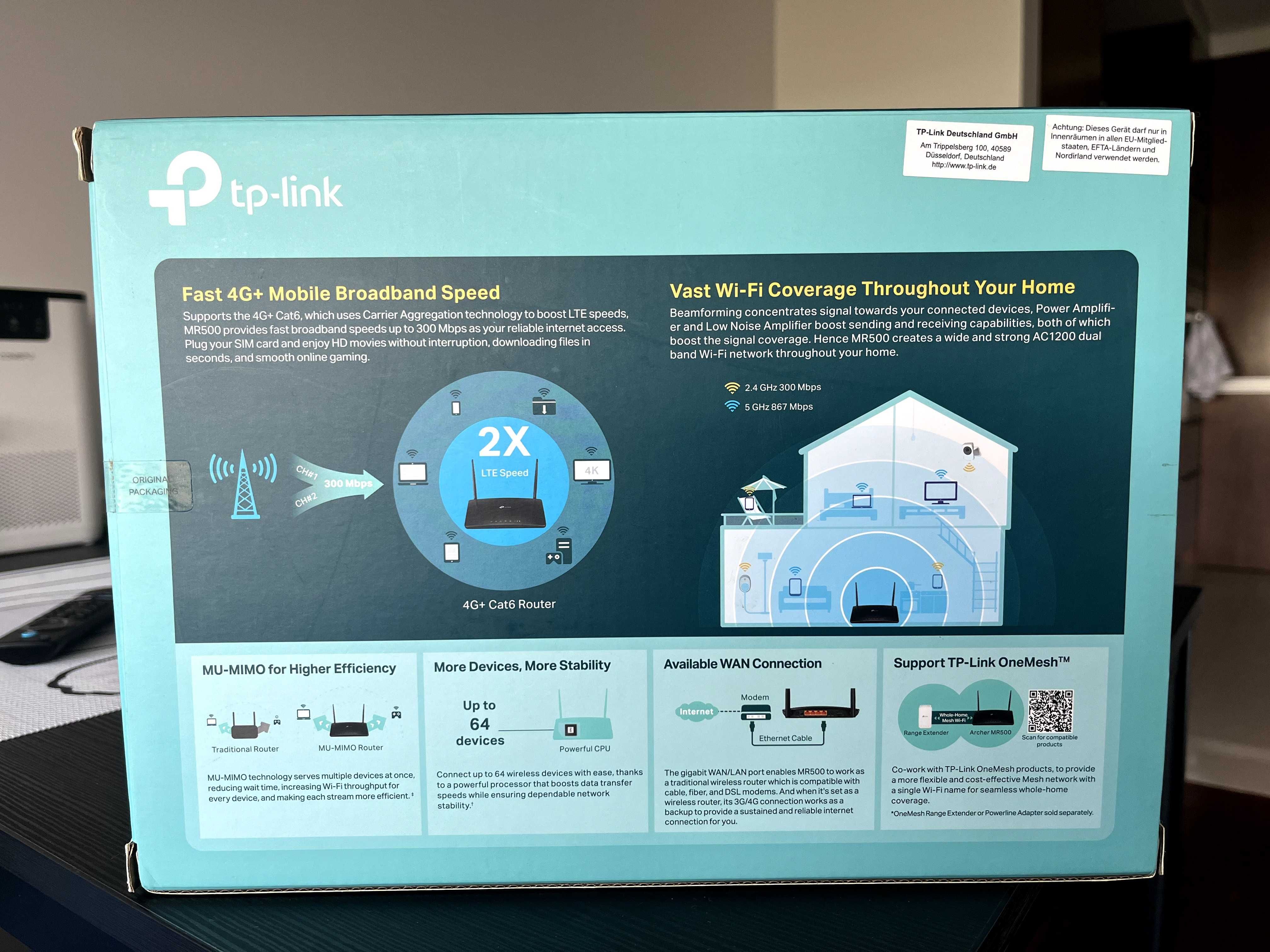 Router TP LINK Archer MR500 4G+ CAT6  300 Mbps