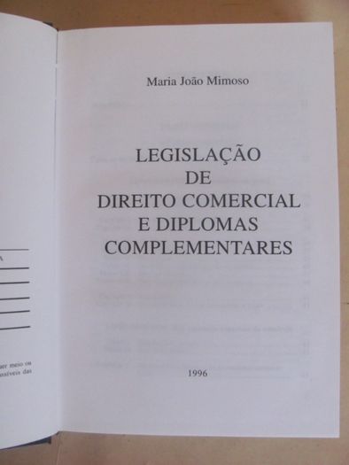 Legislação de Direito Comercial e Diplomas Complementares de Maria Joã