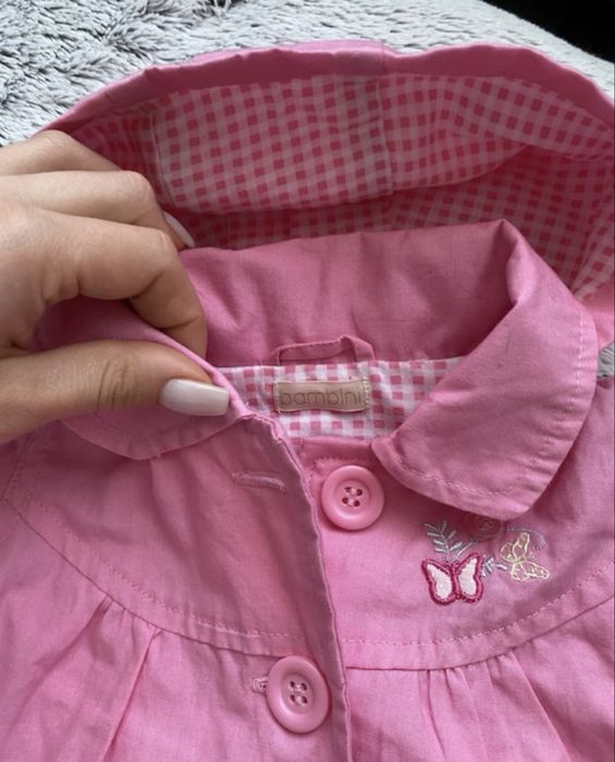 Bhs 0-3 miesiące 50-56 cm 56/62 cm różowa kurtka płaszcz trencz
