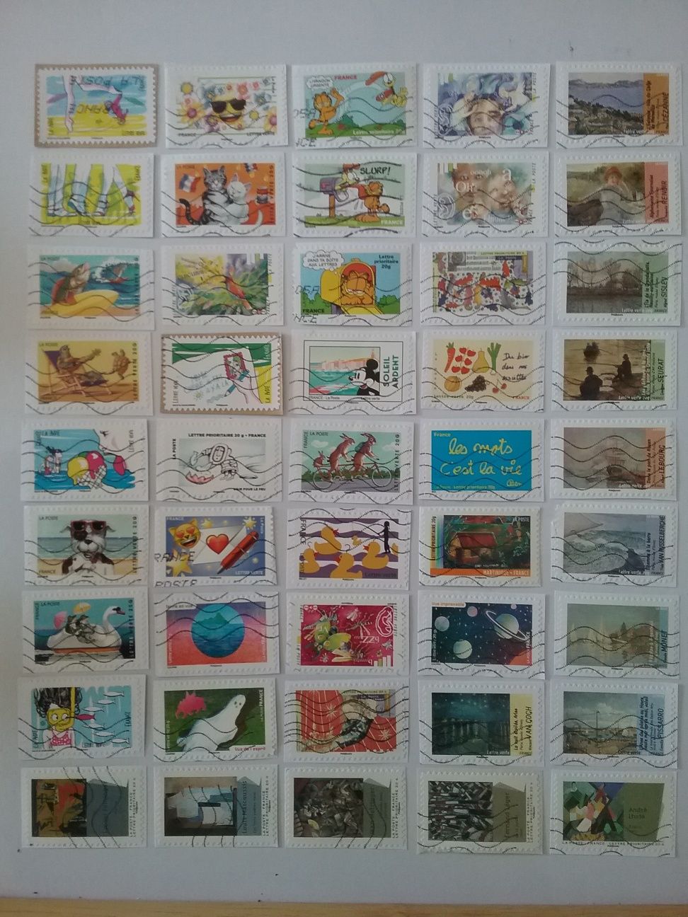 Conj. de selos usados de França, 3,00€ cada conj.