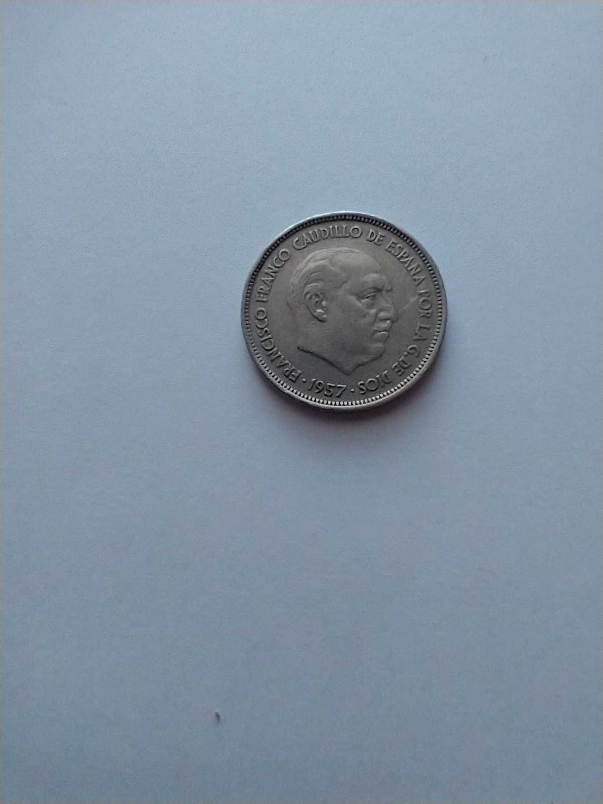 Moneta Espana 25 ptas z 1957