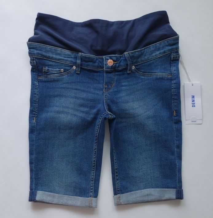 nowe H&M Mama SZORTY r.36/S ciążowe jeansowe SPODENKI na ciążę SPODNIE