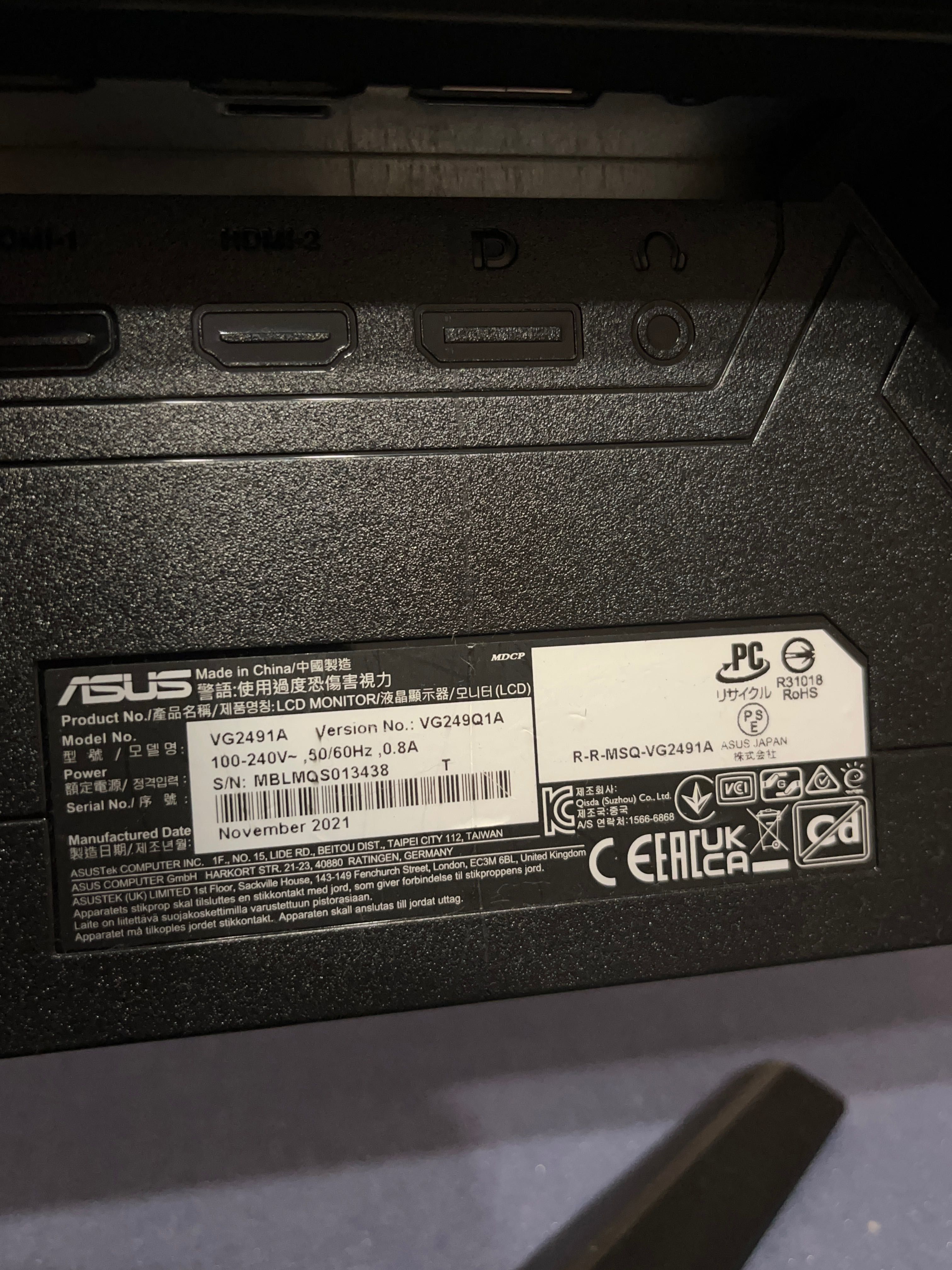Монитор 23.8" Asus TUF Gaming VG249Q1A