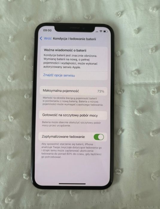 iPhone XS 256GB srebrny silver kondycja baterii 73%