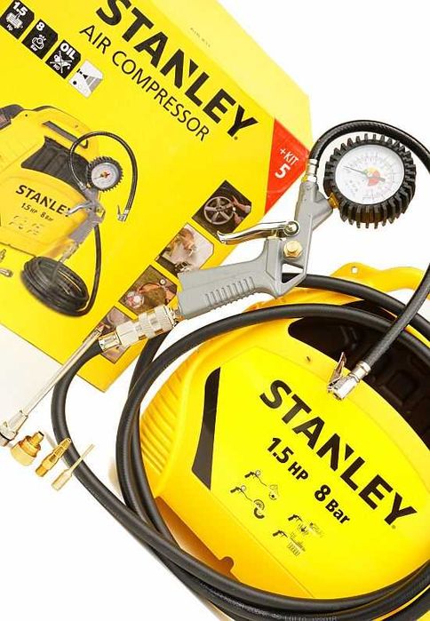 [NOWY] Kompresor STANLEY 8 bar 1.5 KM z pistoletem i wężem | GWARANCJA