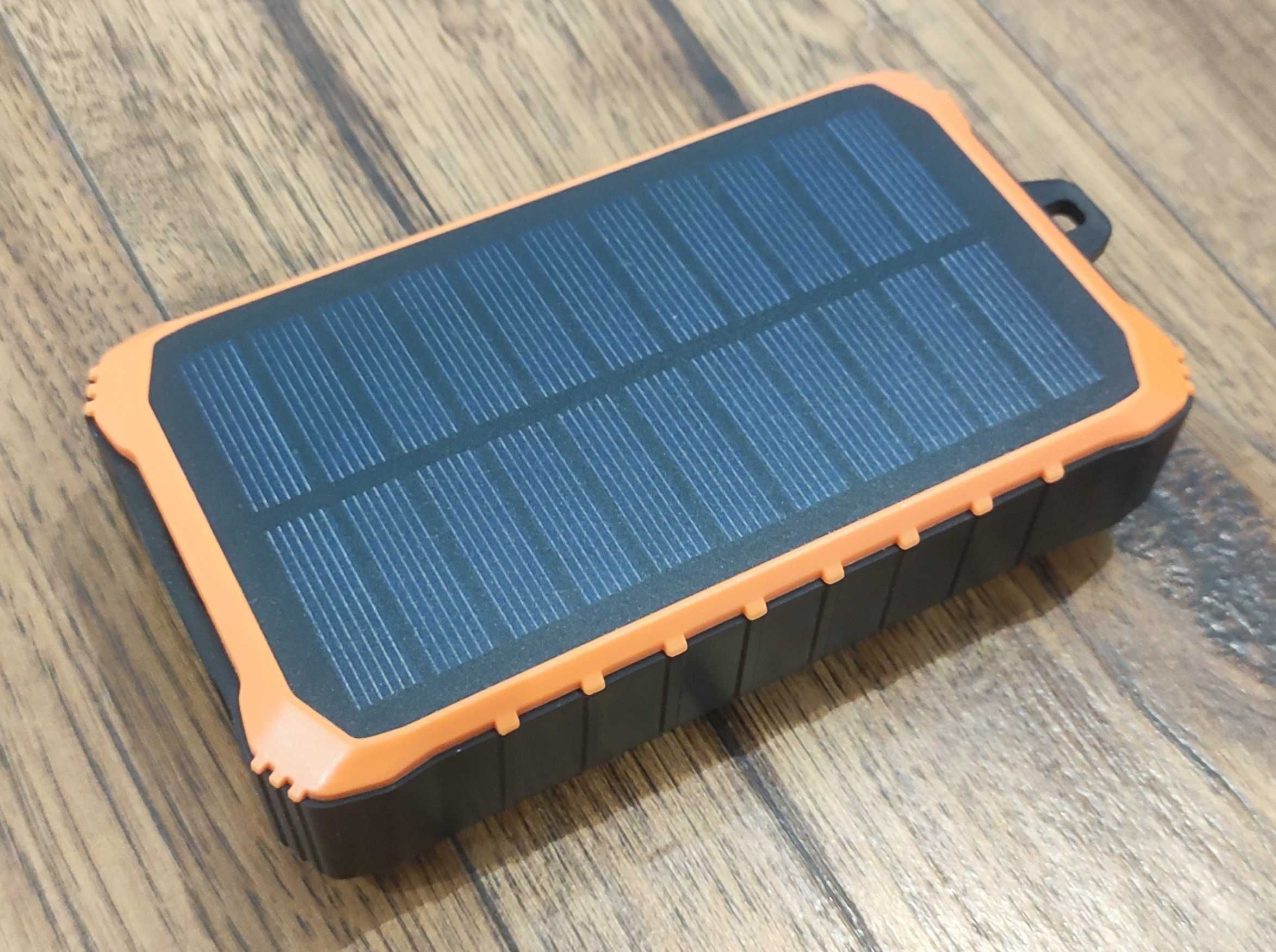 Powerbank solarny na korbkę 12.000 mAh pomarańczowy, nowy