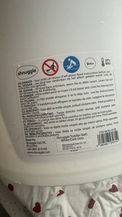 Wanienka Shnuggle Toddler z piankowym oparciem