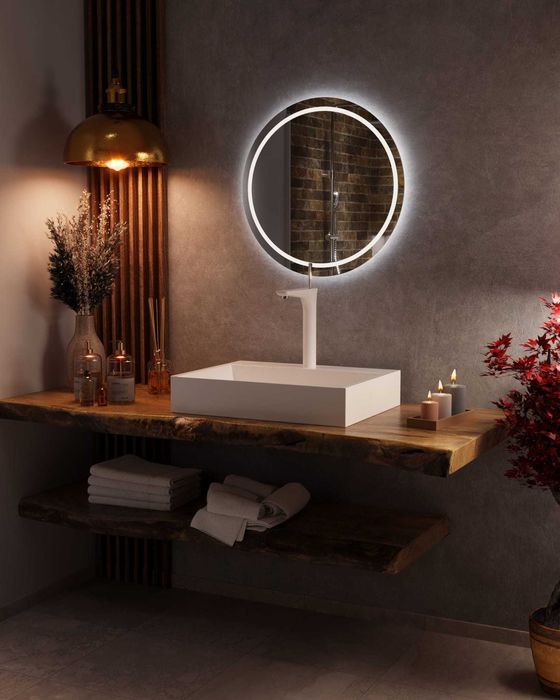 Lustro LED Okrągłe Podświetlane 60cm Łazienkowe Pokojowe Produkt PL
