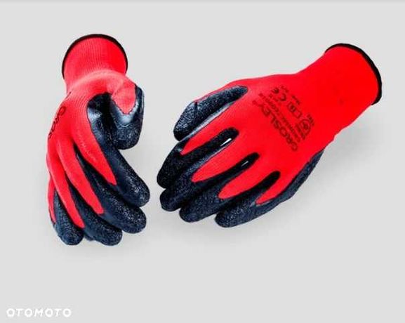 Rękawice nylon szorstkie czerwone - OCHRONNE