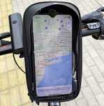 Torba sakwa rowerowa przednia na telefon na ramę czarna uchwyt etui