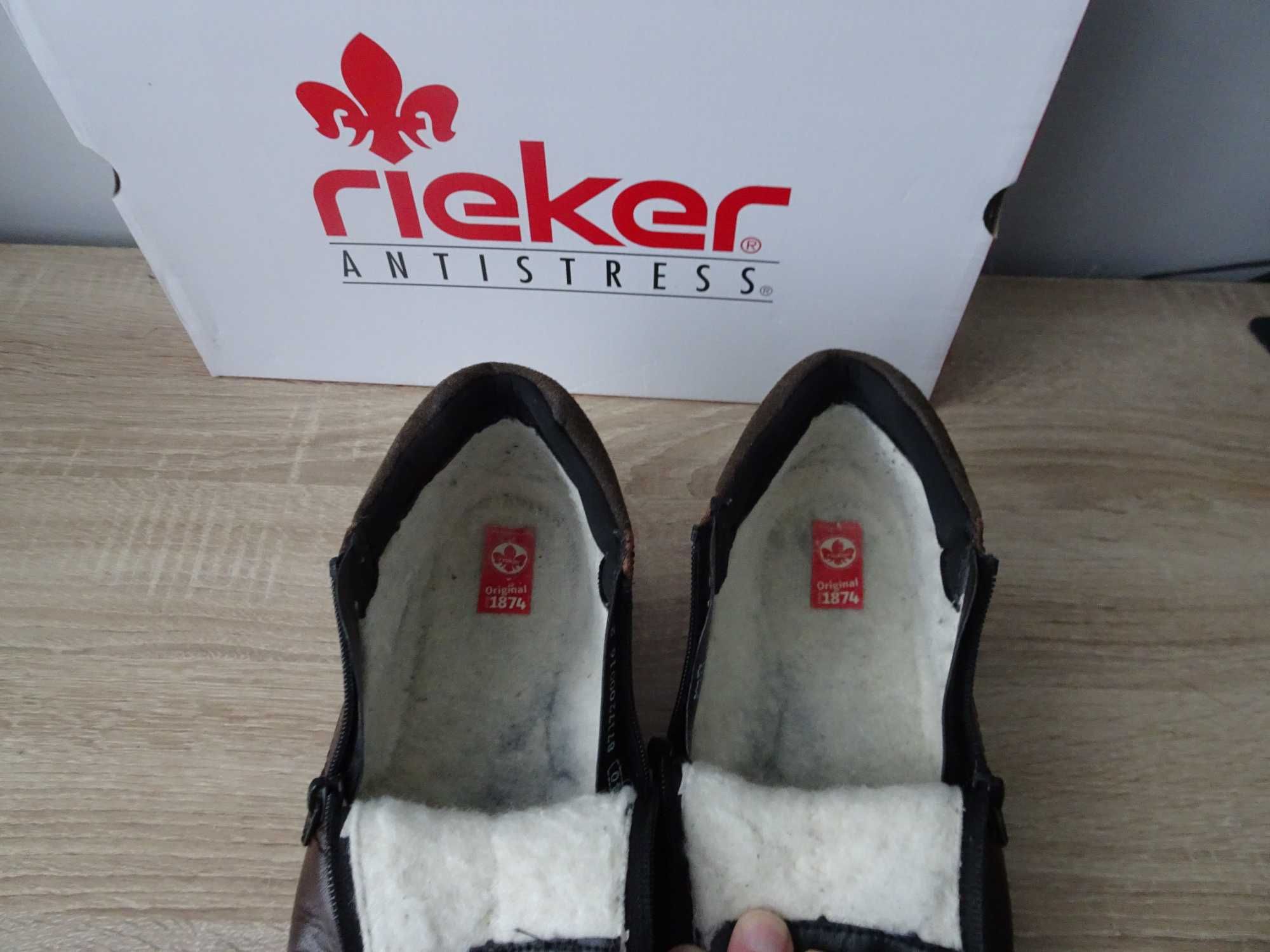 Botki męskie Rieker Antistres, brązowe rozm.40.