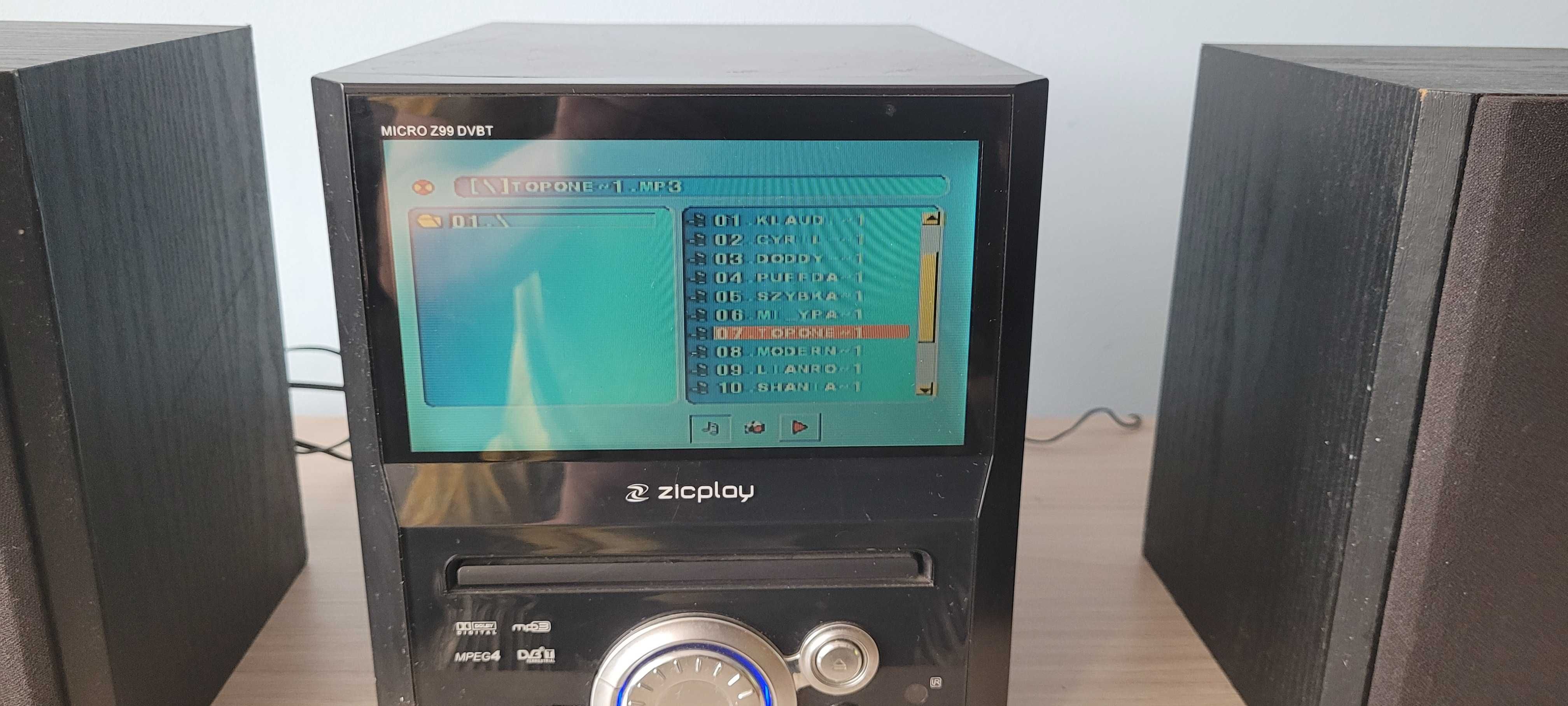 Wieża zicplay multimedialna radio,ekran 7"mpg4,mp3,dvbt,usb,dvd